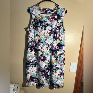 Women’s Lands End Plus Size Thick Sleeveless Floral Dress With Pockets Size 14